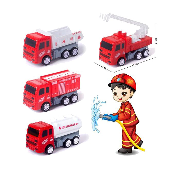 Set 4 ô tô các loại cứu hỏa công trường cảnh sát nhiều màu đồng giá-rẻ