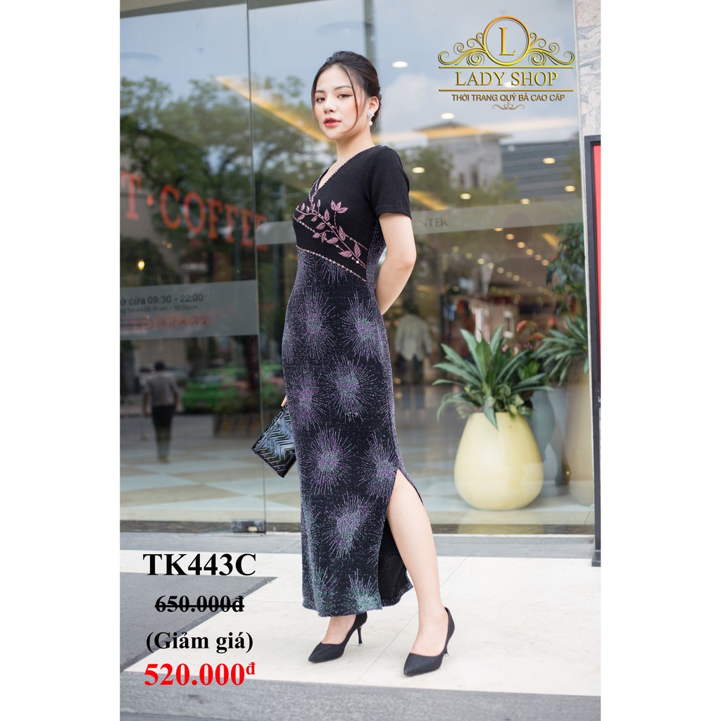 Đầm trung niên đính đá cao cấp Ladyshop Đầm nhũ đính đá TK443