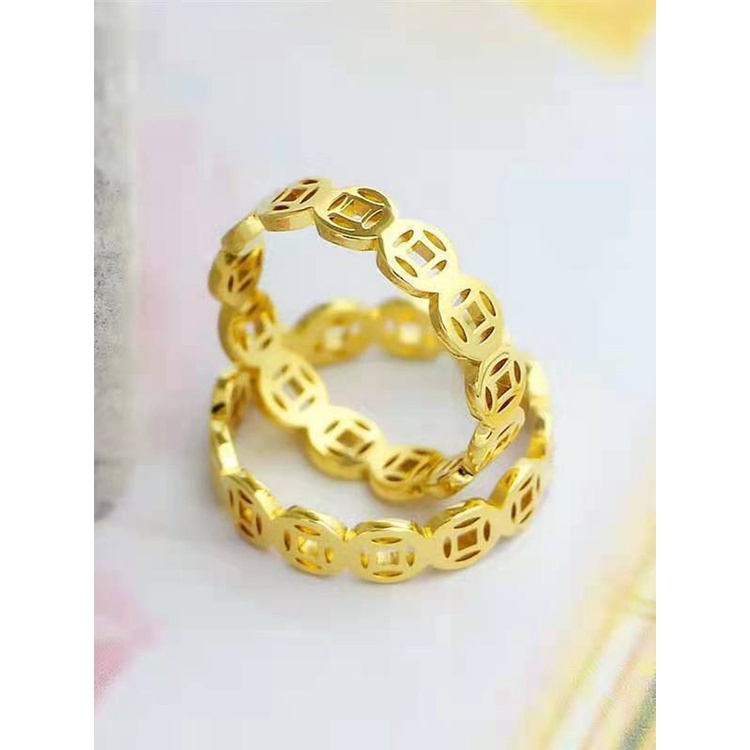 Nhẫn Đồng Xu May Mắn Chất Liệu Thép Không Gỉ