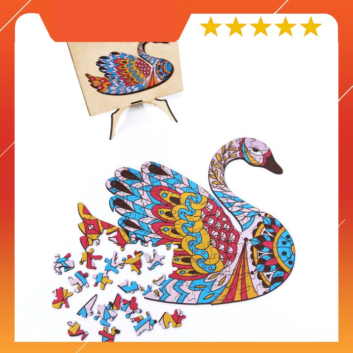 Bộ Tranh Gỗ Ghép Hình Wooden Jigsaw Puzzle, Tranh ghép hình bằng Gỗ hình con chim Thiên Nga- Swan Puzzle