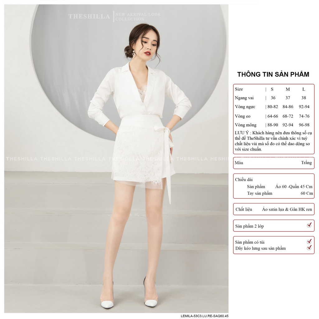 Váy thiết kế cao cấp set quần trắng vạt đắp chéo áo lụa  The Shilla - Lemila-53C2