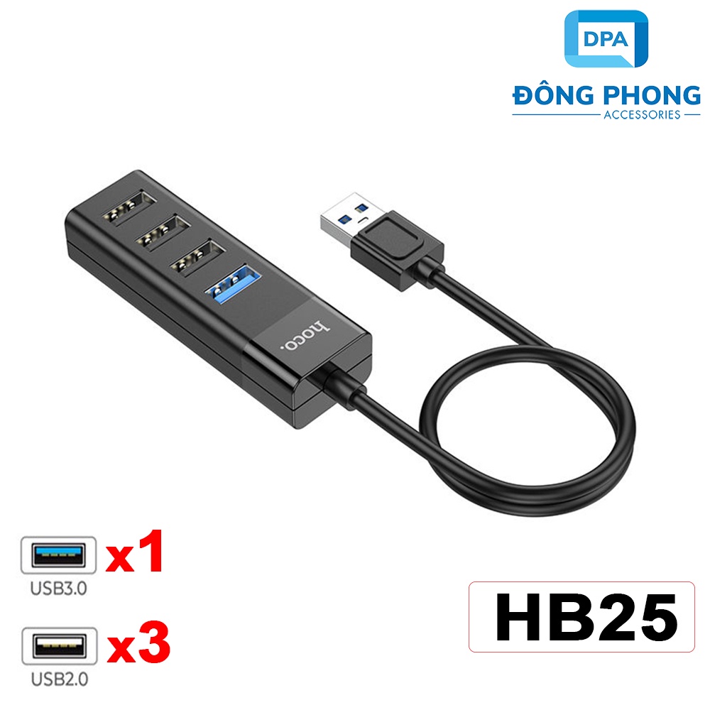 Bộ Chia Cổng USB 2.0 &amp; USB 3.0 Hoco HB25 Chính Hãng