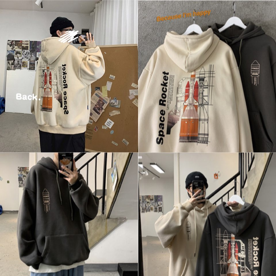 Áo Hoodie Nỉ Bông Tên Lửa (kèm hình thật) form unisex