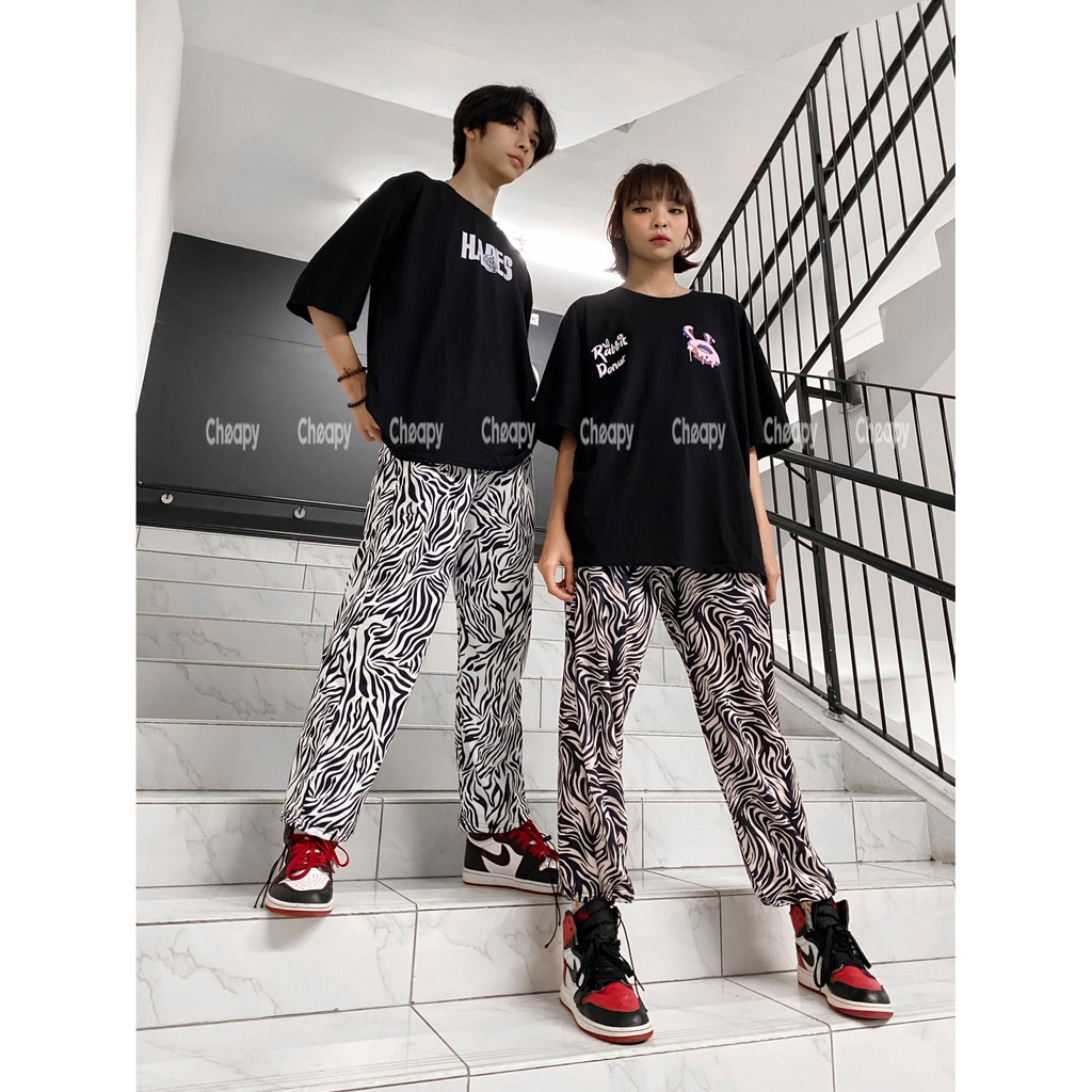 Quần jogger loang NGỰA VẰN unisex cạp chun dáng suông có dây rút chân chất thun dày dặn giá siêu rẻ
