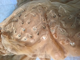 Vải ren lưới thêu kim sa
