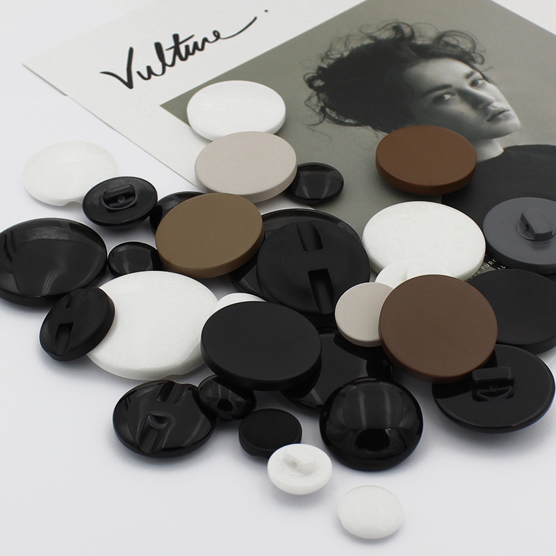 Set 10 Nút Áo Khoác Len Màu Đen Hình Tròn 30mm DIY Đơn Giản Thời Trang