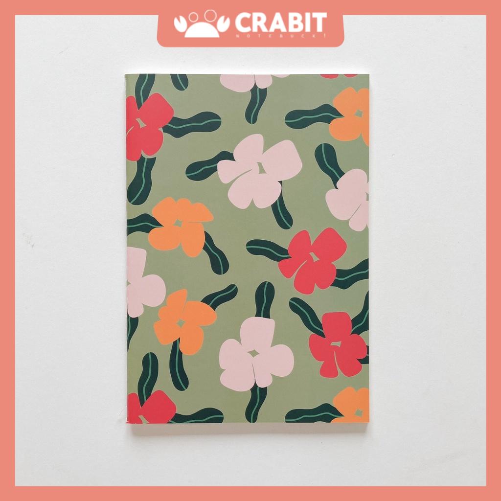 Vở dotgrid 100gsm may gáy 80 trang Crabit - Green Bird Hoa đỏ vàng