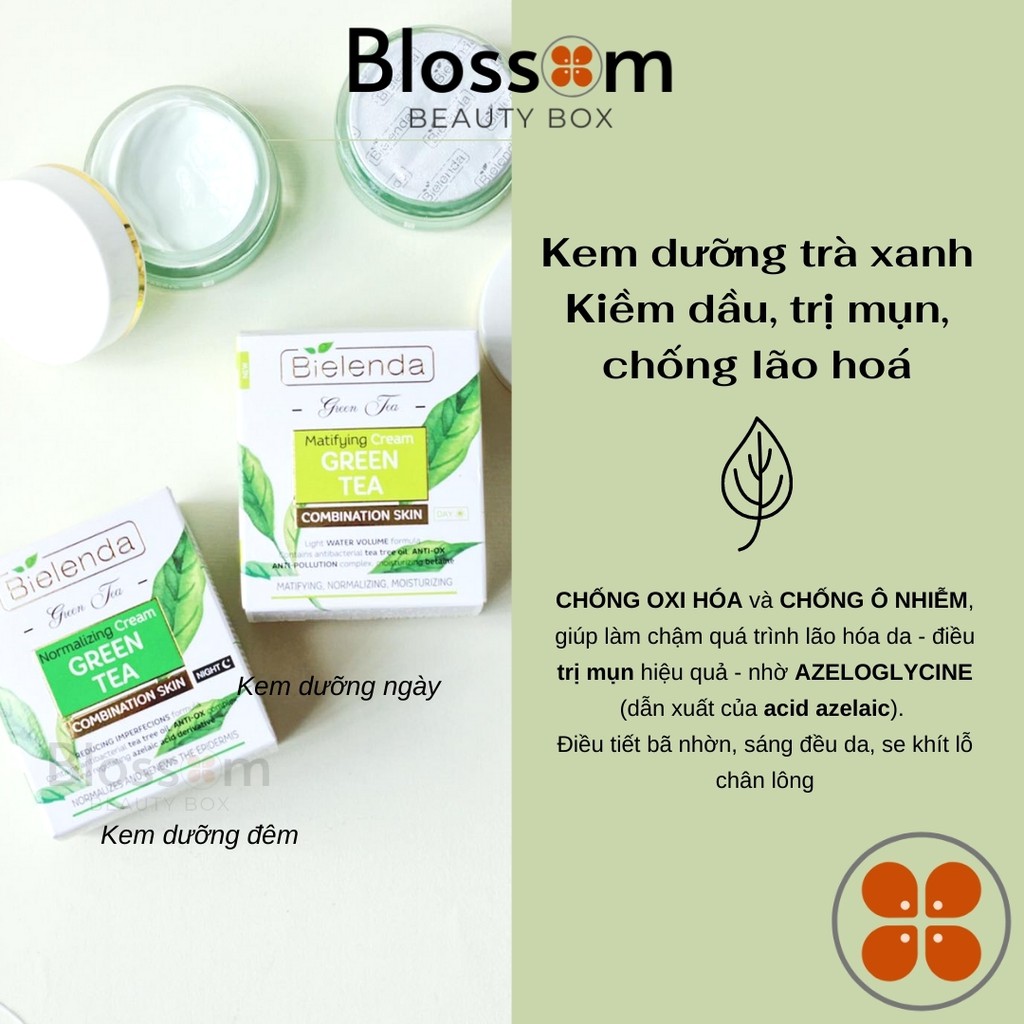 Kem dưỡng trà xanh da dầu mụn Bielenda Green tea