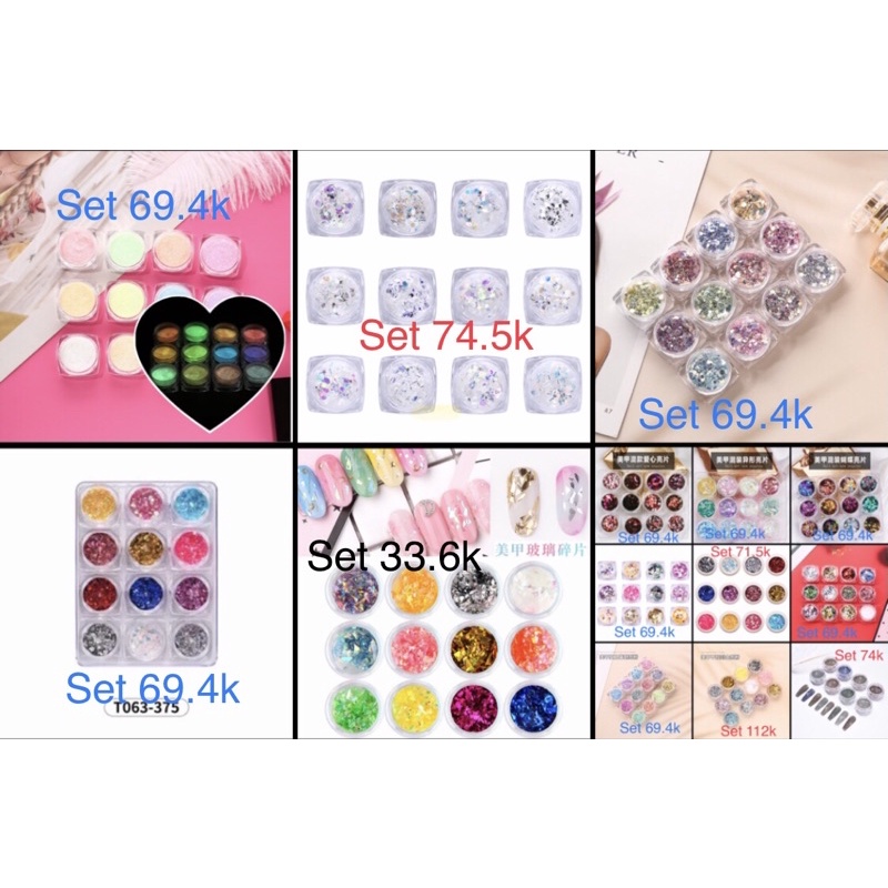 Set 12 màu nhũ mắt, nhũ kim tuyến trang trí móng Kira Gritter hoa tuyết, ngôi sao | BigBuy360 - bigbuy360.vn