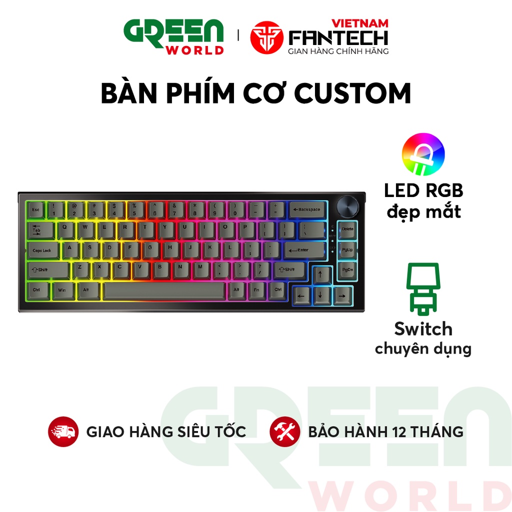 Bàn phím cơ custom FANTECH MK858 MAXFIT67 LED RGB Tháo lắp hotswap - Hàng Chính Hãng