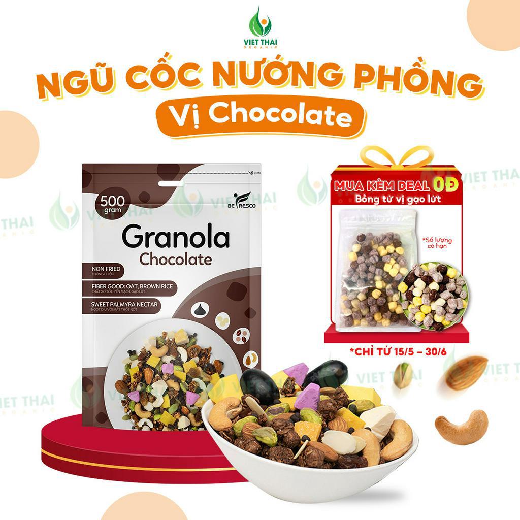 [Deal 0Đ] Ngũ Cốc Nướng Phồng Giòn Tan 85% Hạt Granola Choco Mix Sữa Chua Sấy Khô Befresco (Việt Thái Organic)