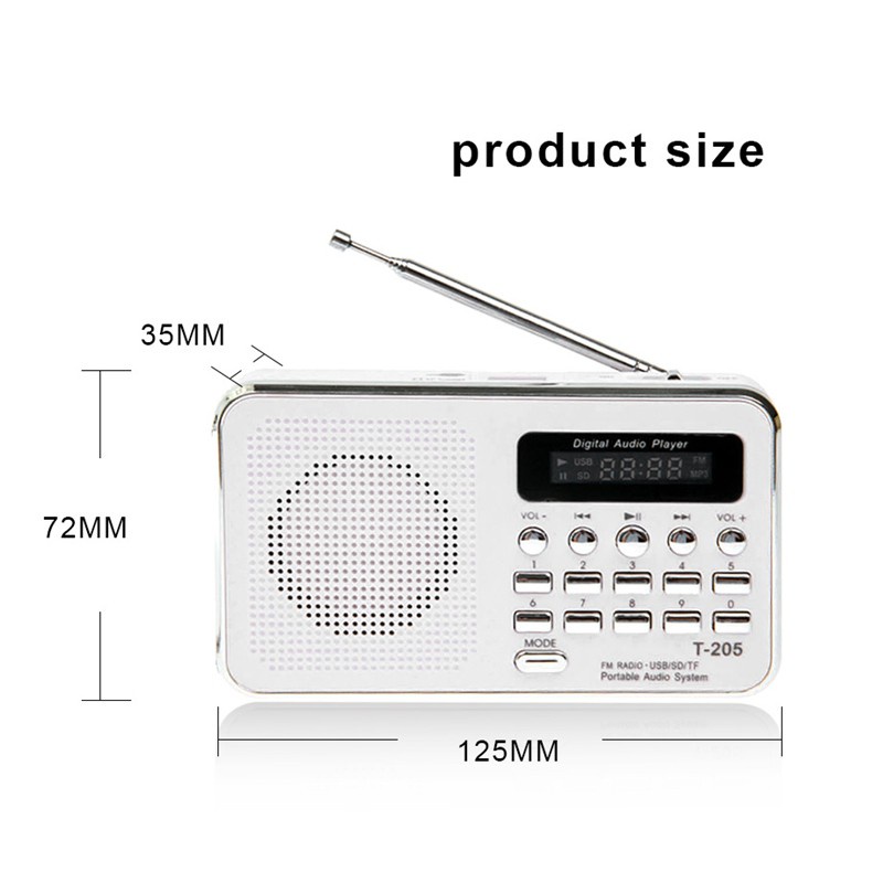 Portable Mini Am Fm Radio Stereo Speaker Support Sd/Tf Card With Usb(White)