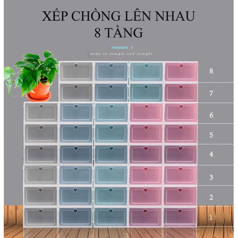 Hộp Đựng Giày Nắp Nhựa Cứng Loại 1 SIZE LỚN, Tủ Giày, Kệ Giày Dép Giá Rẻ, Tủ Lắp Ráp Bảo Quản Giày Nắp Nhựa Cứng