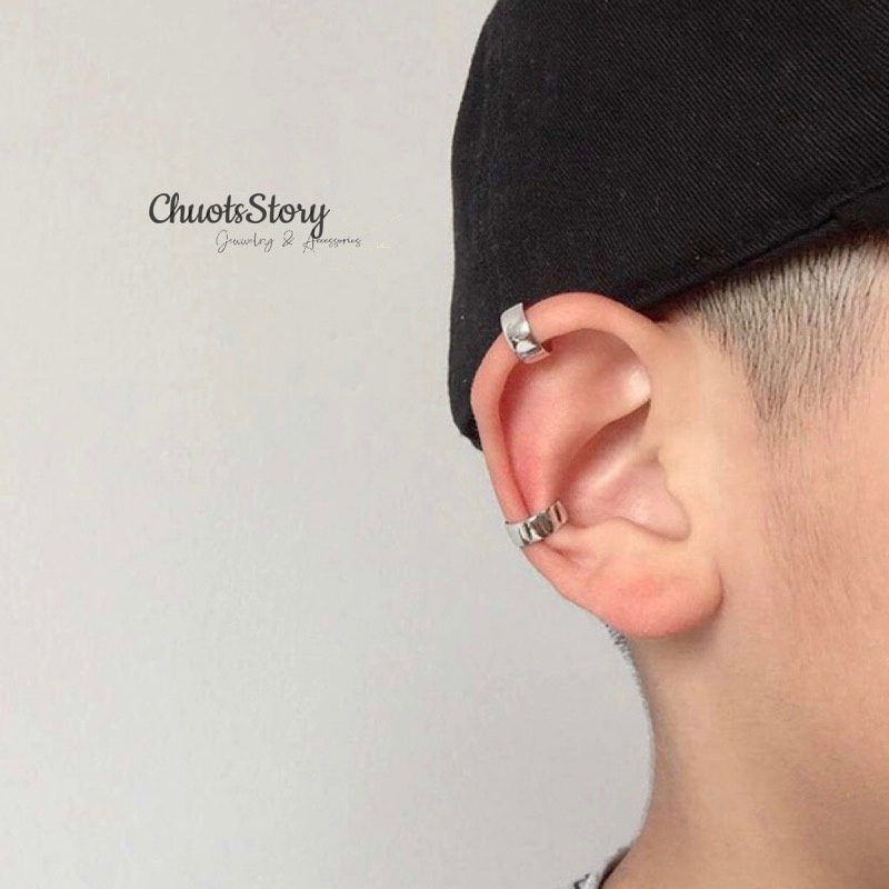 Khuyên tai nam nữ trơn tròn không cần bấm lỗ cá tính, bông tai titan thời trang unisex - KTU0019 - ChuotsStory