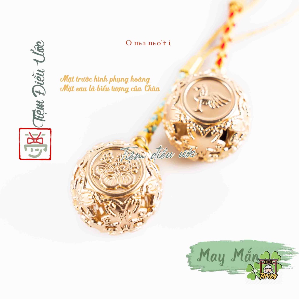 Móc khóa Chuông may mắn - omamori từ Chùa Gác Vàng, Kyoto, Nhật Bản, hàng thật