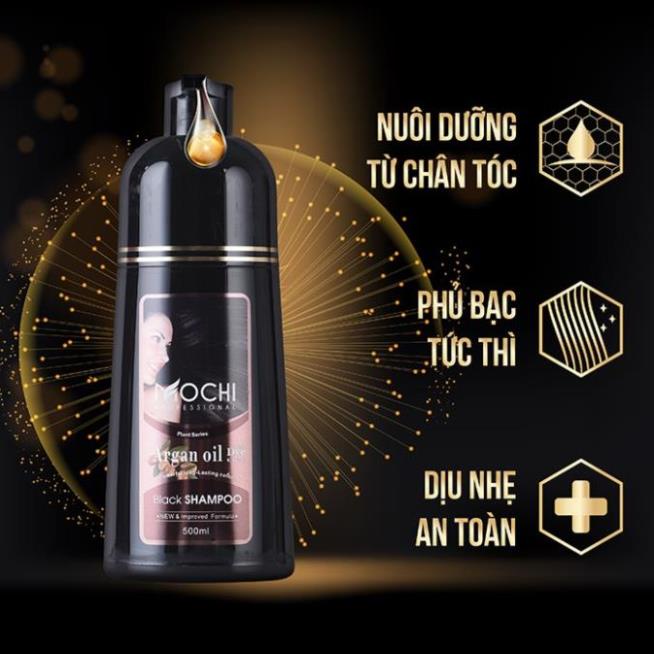 Dầu Gội Phủ Bạc Mochi Chính Hãng Nhật Bản - Nâu/Đen - Xóa Tan Nỗi Lo Bạc Tóc chai 500ml