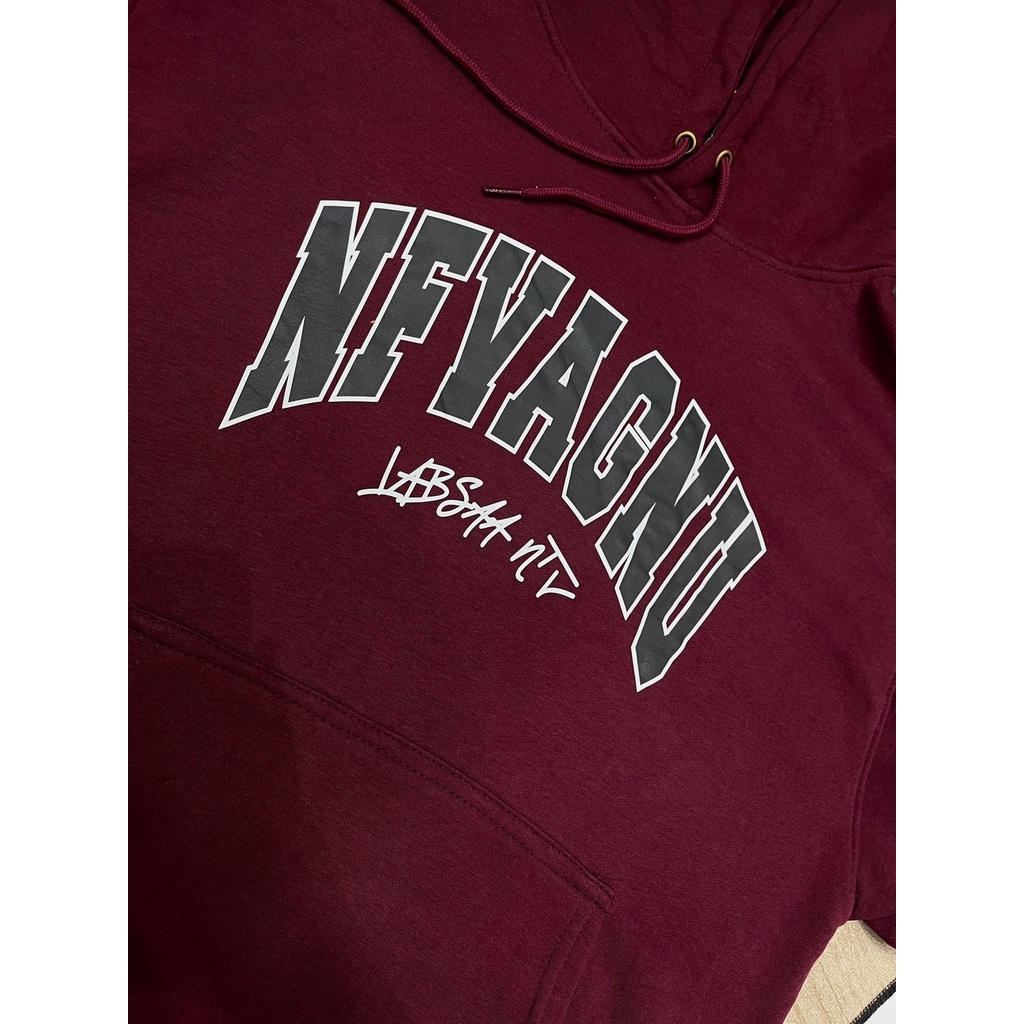 Áo hoodie nam nữ form rộng chất liệu nỉ lót bông - NF đỏ mận