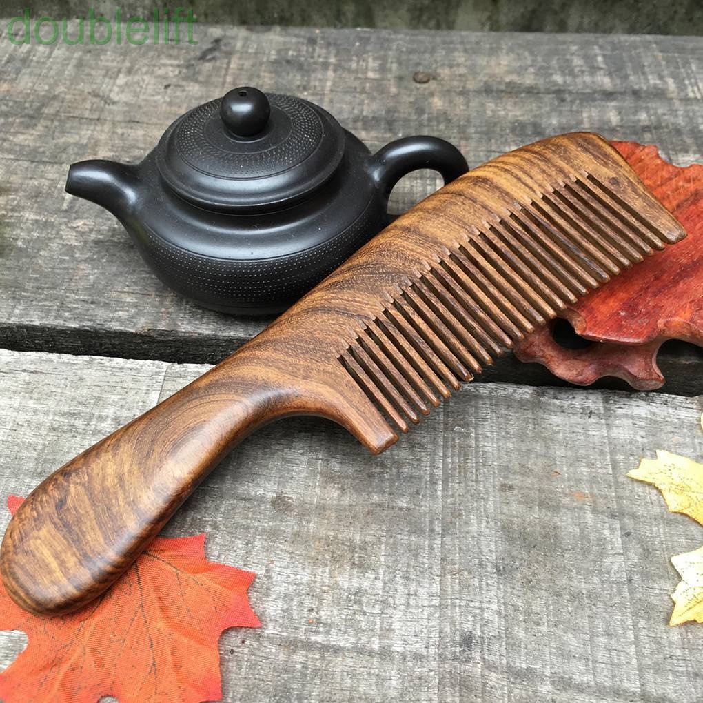 [Hàng mới về] Lược cán gỗ đàn hương chống tĩnh điện răng hẹp dành cho nam và nữ dùng khi ở nhà và khi đi du lịch