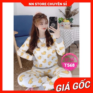 Đồ bộ nữ mặc nhà nỉ bông mềm mịn in hình dễ thương TS68 Đồ bộ mùa đông