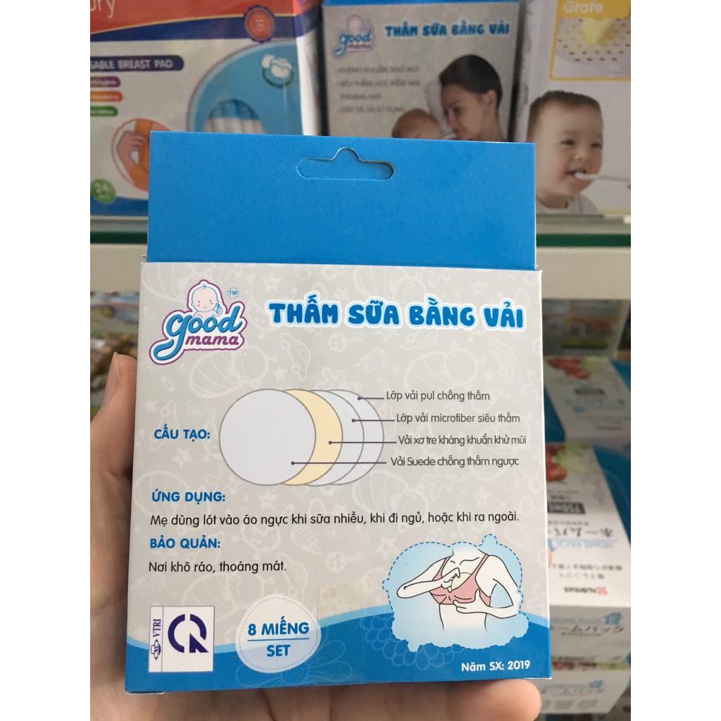 Lót thấm sữa Vải Lót Thấm Sữa giặt lại goodmama (8 miếng/hộp)