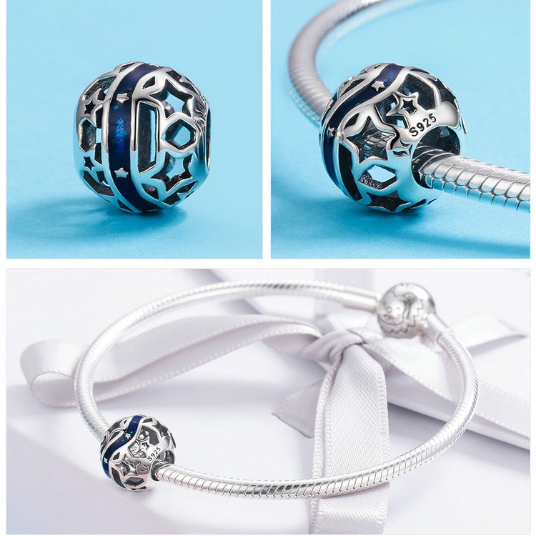 Hạt charm phối dây BAMOER PAS205 chất liệu bạc 925 10 màu thời trang