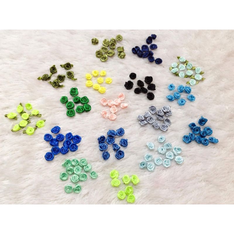 5 Bông hồng ruy băng 3D trang trí áo đầm váy dài nhiều màu thủ công handmade