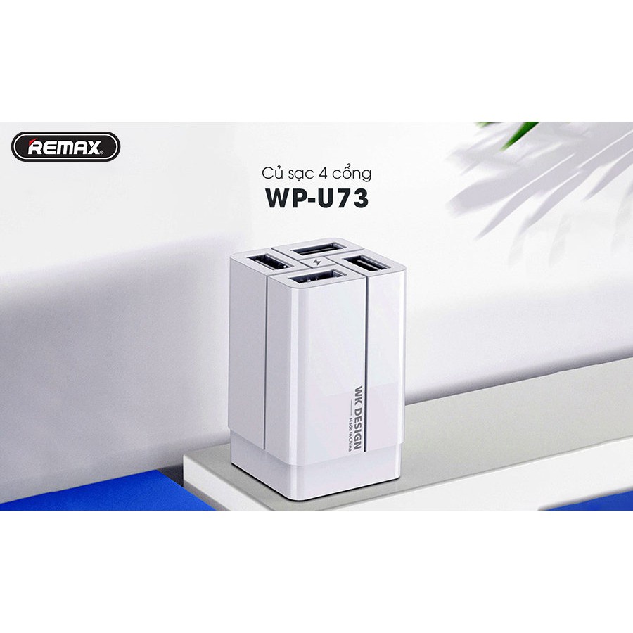 Củ sạc đa năng 4 cổng USB REMAX WP-U73 - Hàng Chính Hãng