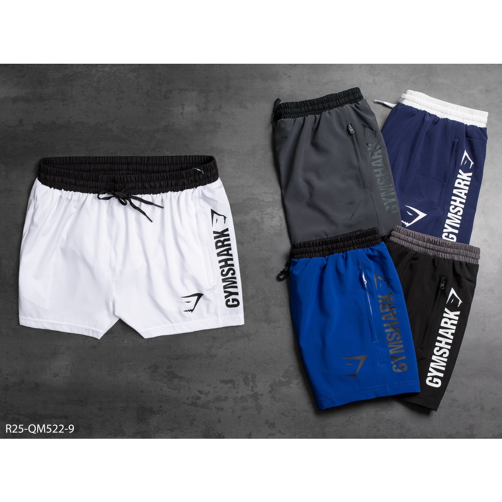 Quần run nam GYM SHARK R25 in hình - xi dãn 2 lớp form trên gối - thể thao nam VNXK
