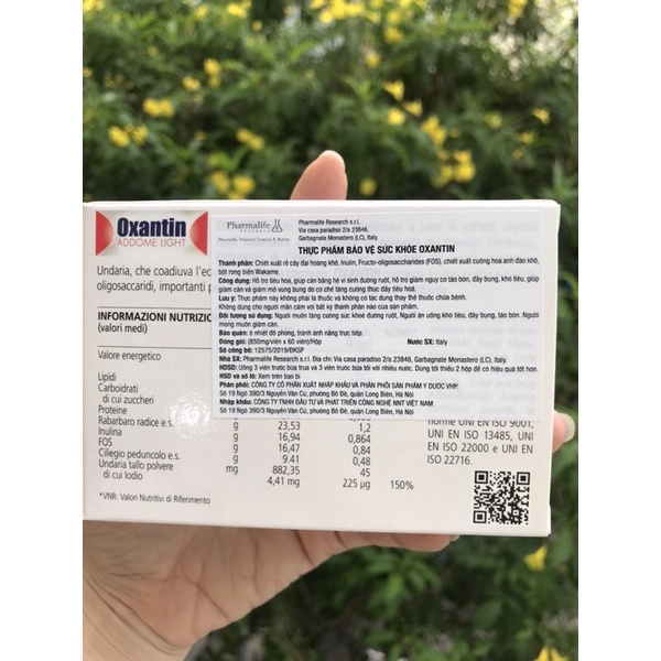 Viên uống hỗ trợ giảm cân Pharmalife Oxantin Addome Light (hộp 60v)