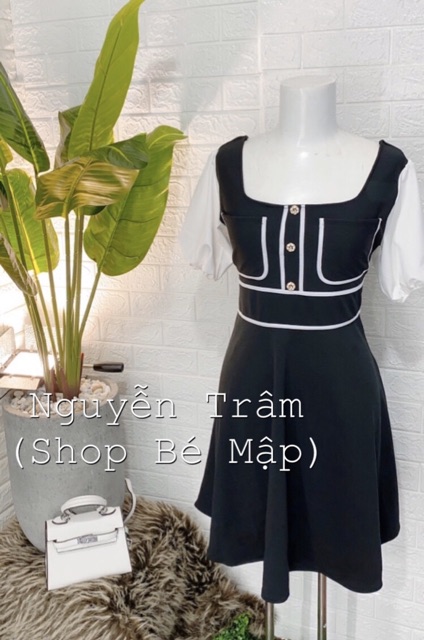 Đầm Xoè Tay Bồng Viền Trắng BigSize 65-90Kg [Hình Thật Chính Chủ] | BigBuy360 - bigbuy360.vn