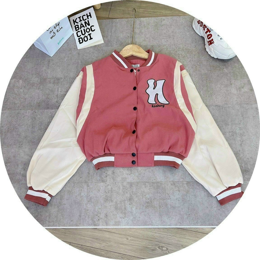 Áo Khoác Bomber Da Lộn Thêu Chữ H 2 Lớp Lót Dù Form Đẹp Chất Mịn Hot