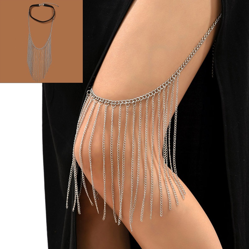 Chuỗi Vòng Đeo Chân Nhiều Lớp Tua Rua Phong Cách Punk