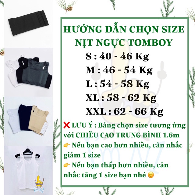 Áo nịt ngực tomboy có bản nịt phía trước ba lỗ ngắn có viền mặc thoải mái