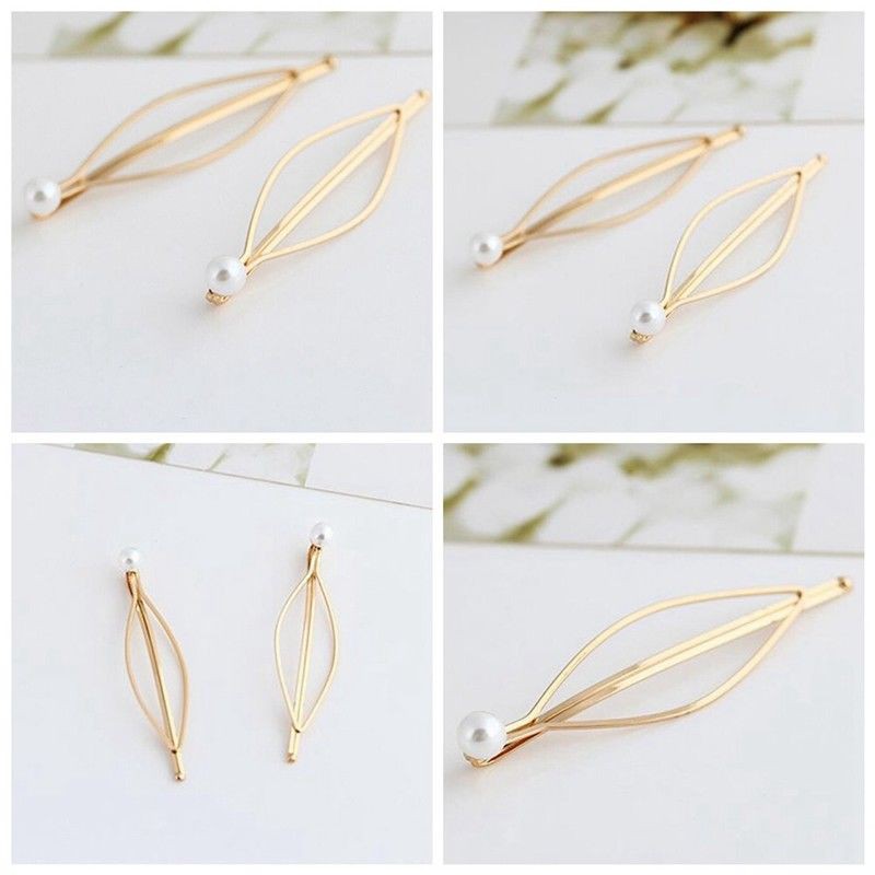 Kẹp Tóc Kim Loại Màu Vàng Đồng Đính Đá