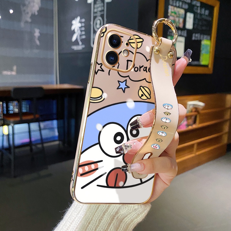 Ốp Điện Thoại Chống Sốc In Hình Mèo Doraemon Mạ Điện Dễ Thương Cho vivo Y21 2021 Y21s Y33s Y21t Y21a Y21e