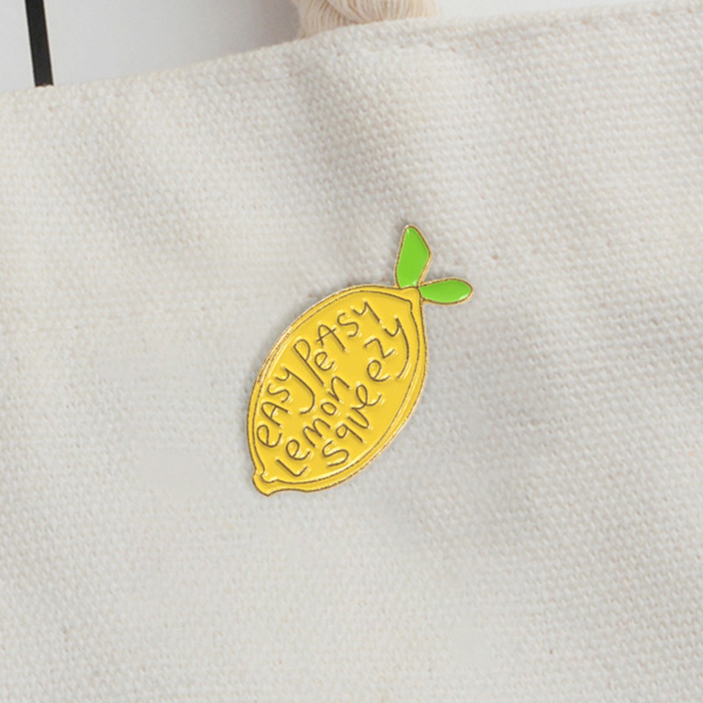 YOML✔Cartoon Lemon Enamel Letters Brooch Pin Unisex Denim Backpack Decor Party Badge