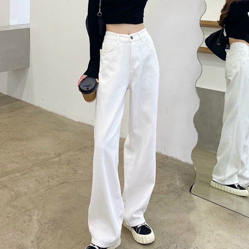 Quần bò nữ  Quần ống rộng suông dài unisex form rộng jean cá tính phong cách Ulzzang Hàn Quốc [FREESHIP] PHULA B18