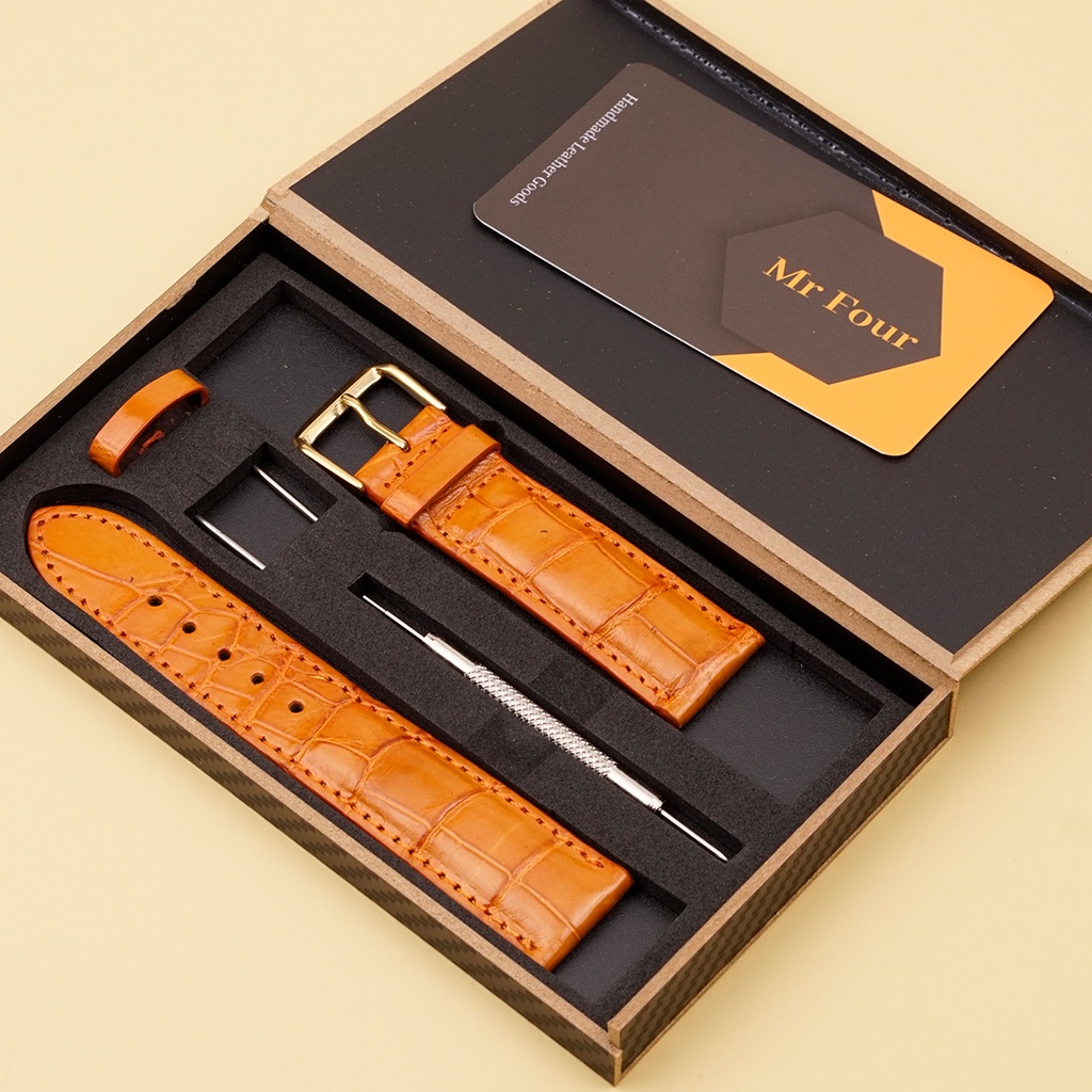 Dây Đồng Hồ Da Cá Sấu Cao Cấp MrFour + Tặng Khóa + Bộ Tháo lắp | Leather Watch Bands