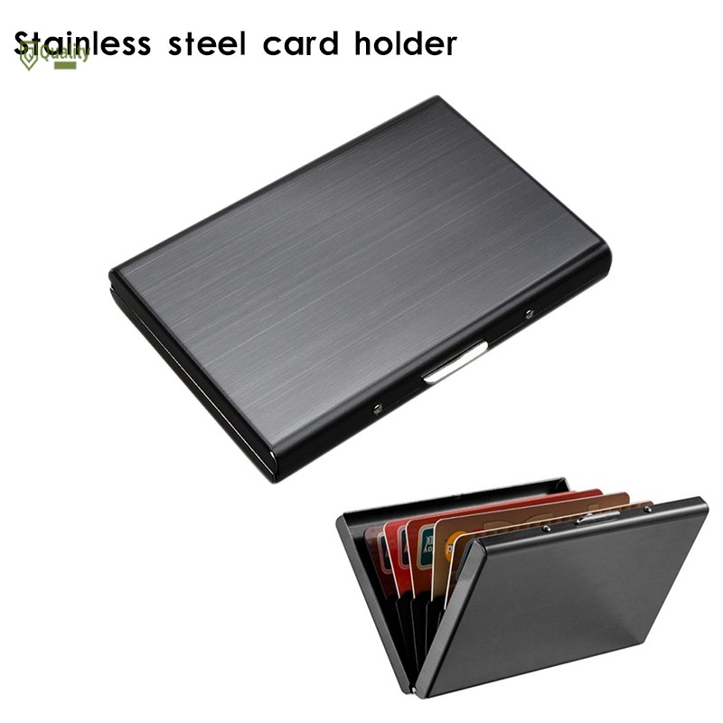 VN❤ RFID Blocking Wallet Slim Secure Stainless Steel Contactless Card Protector for 6 Credit Cards