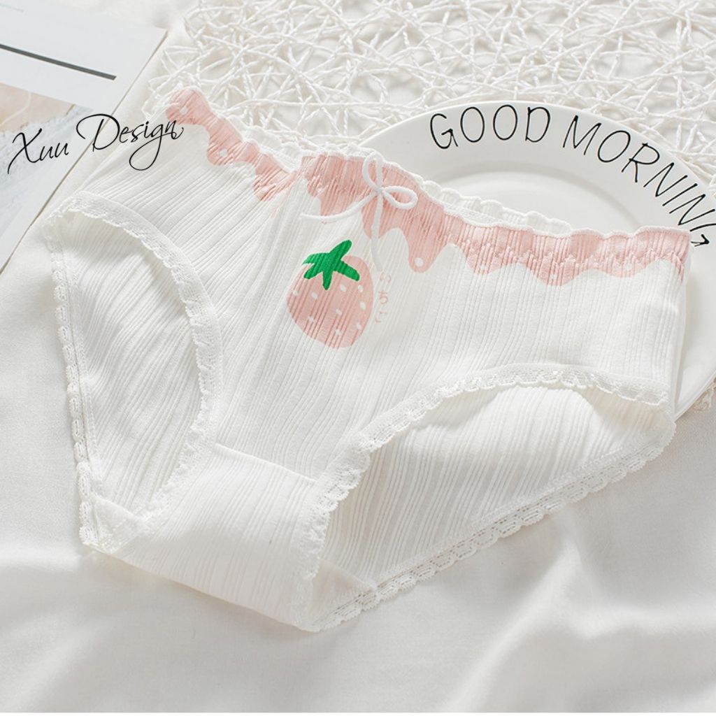 Quần lót nữ Cotton gân tăm co dãn họa tiết kháng khuẩn Xuu Design QC31