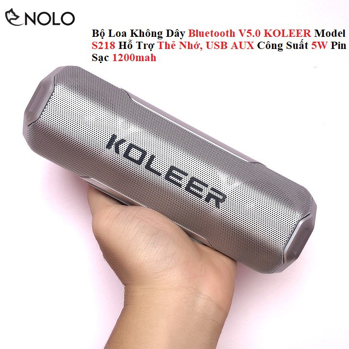 Loa Không Dây Bluetooth V5.0 KOLEER S218 Hỗ Trợ Thẻ Nhớ, USB AUX Công Suất 5W Pin Sạc 1200mah