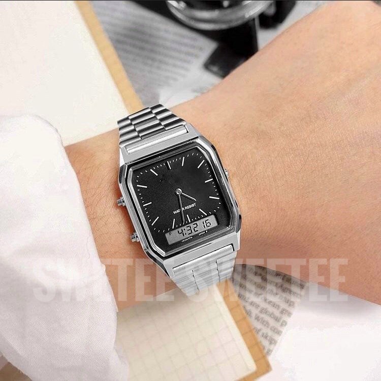 [Freeship] Đồng Hồ Unisex Sweetee AQ230 Kim Điện Tử Chống Nước Mặt Chữ Nhật Phong Cách Retro Sang Trọng Thanh Lịch | BigBuy360 - bigbuy360.vn