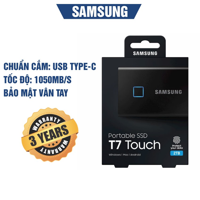 Ổ cứng di động SSD Samsung T7 TOUCH 2TB Màu Đen