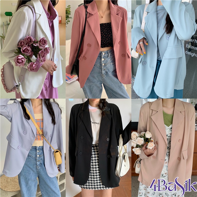 Áo blazer nữ dài tay áo vest khoác ngoài phong cách Hàn Quốc - 4BASIC BL04