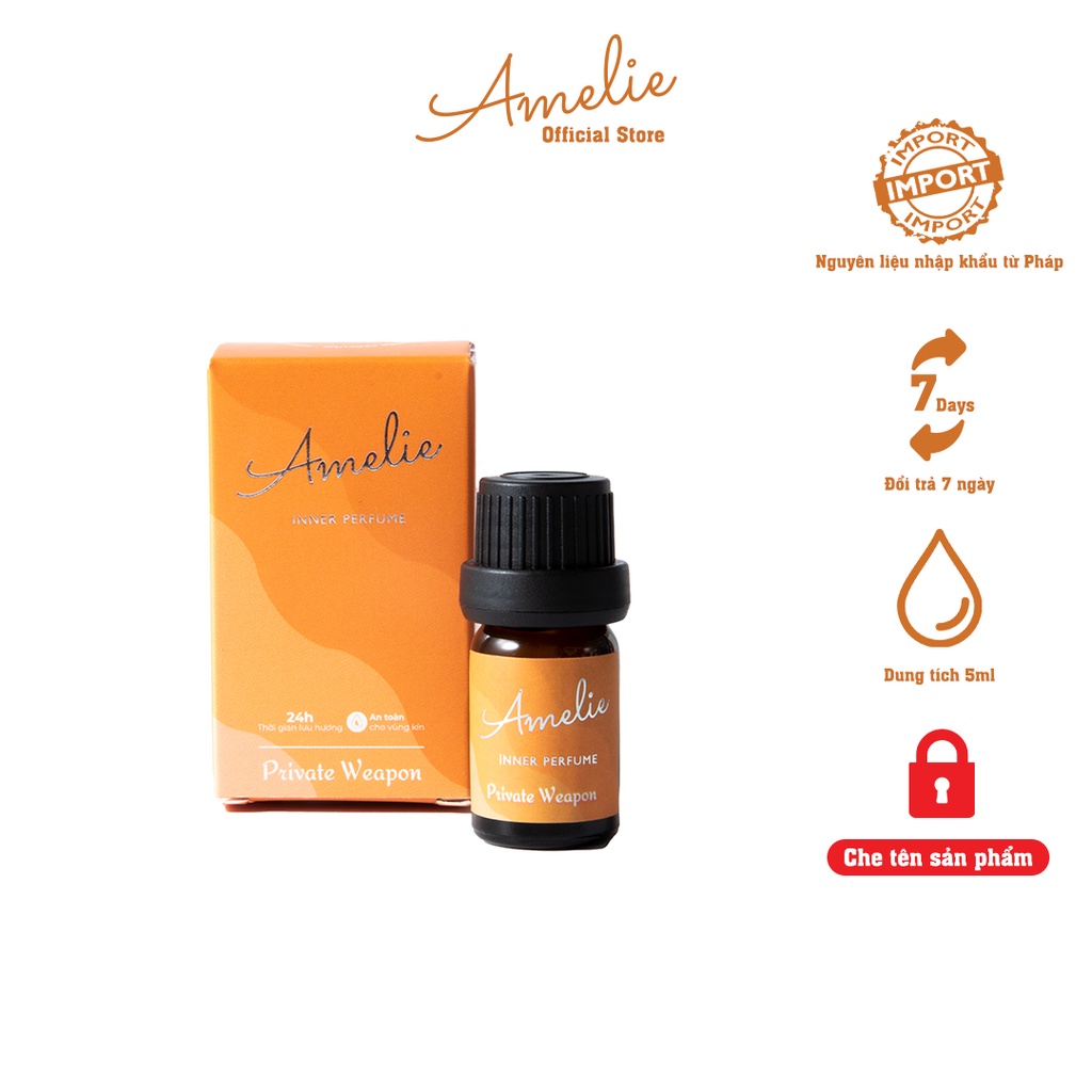 Nước Hoa Vùng Kín Nam Nữ Amelie Private Weapon 5ml - Hương Trái Cây, Hoa Nhài, Hỏ Phách, Thảo Mộc Dịu Dàng Thuần Khiết