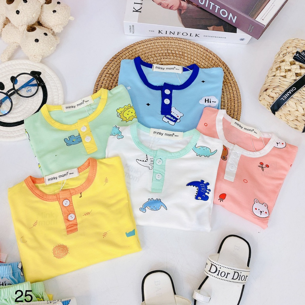 {Bé 19-32kg} Bộ dài tay thun lạnh in toàn thân cổ trụ Minky Mom cho bé trai bé gái - HÀNG CHUẨN
