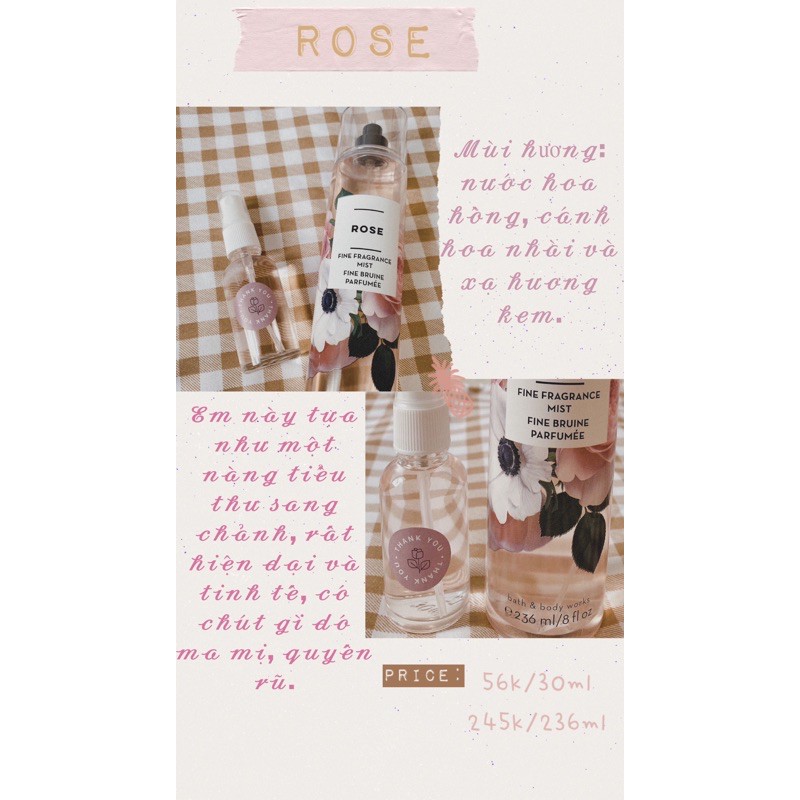 [Chiết] Xịt thơm Body Mist Bath&Body Works 30ml | BigBuy360 - bigbuy360.vn