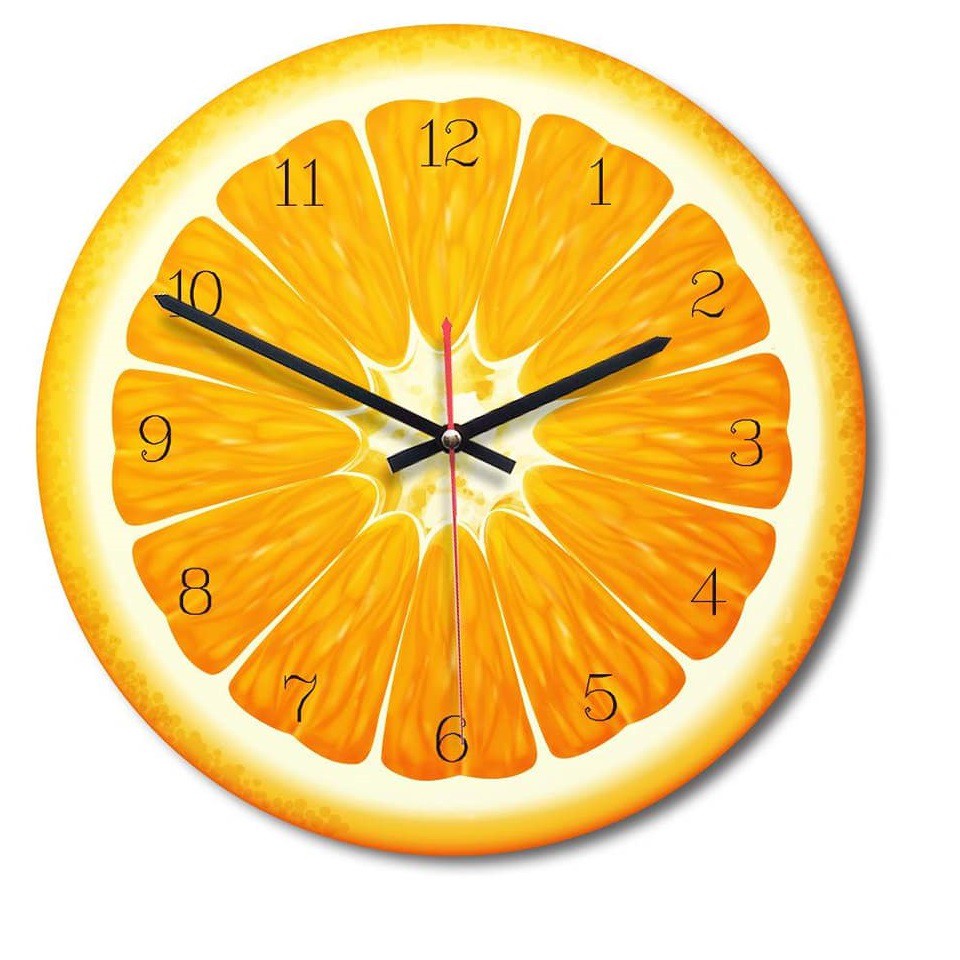 Đồng hồ treo tường hình quả cam vàng
