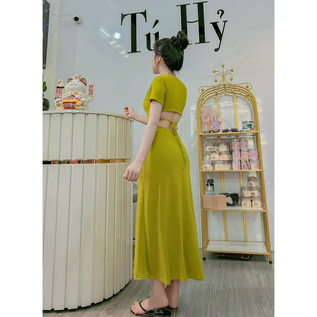 Đầm ôm Hở lưng, Đầm Body thun gân, đầm thiết kế thun gân,đầm maxi