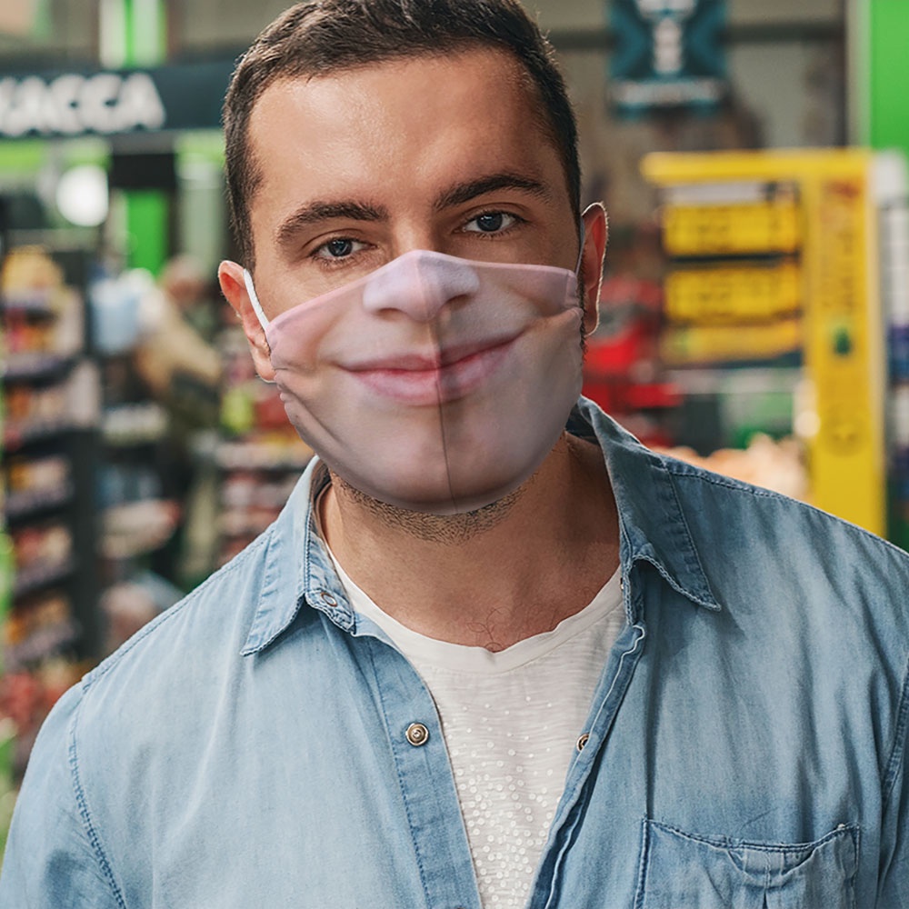 Khẩu trang mặt vải lè lưỡi mặt người in đàn ông 38 CARTWELL dành cho nam nữ thoáng khí kháng khuẩn phòng dịch bệnh có th